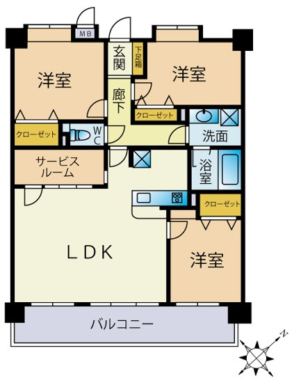 アンピール東公園Ⅱの間取り|3LDK＋S、価格5190万円、専有面積83.52㎡、バルコニー面積11.86㎡ 