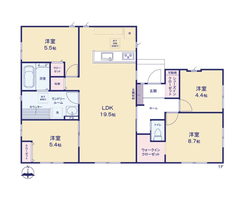 かすみがうら市下稲吉14期　新築戸建　4号棟の間取り