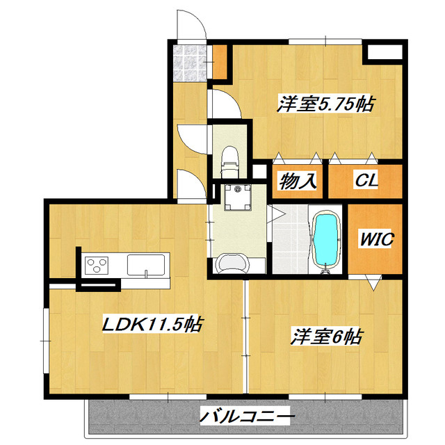 ロイヤルティアラⅡの間取り|オールフローリングの２LDKのお部屋です！