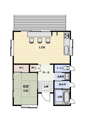 ■□大山町赤松中古戸建□■の間取り|平屋住宅。1LDKとなります。
浴室はリフォーム予定となります。