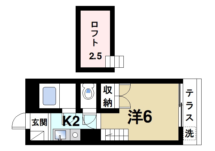 FLATSミナミキデラの間取り|お一人暮らしにピッタリの1Ｋのお部屋です。