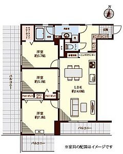 マンションニュー池上（８階部分）／仲介手数料無料／新規フルリノベーションの間取り