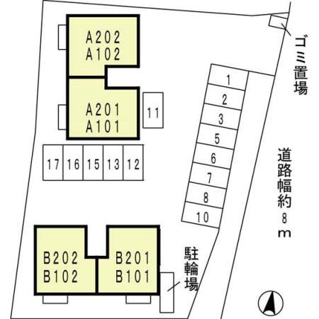 コーポはおりや　Ｂ棟の区画図