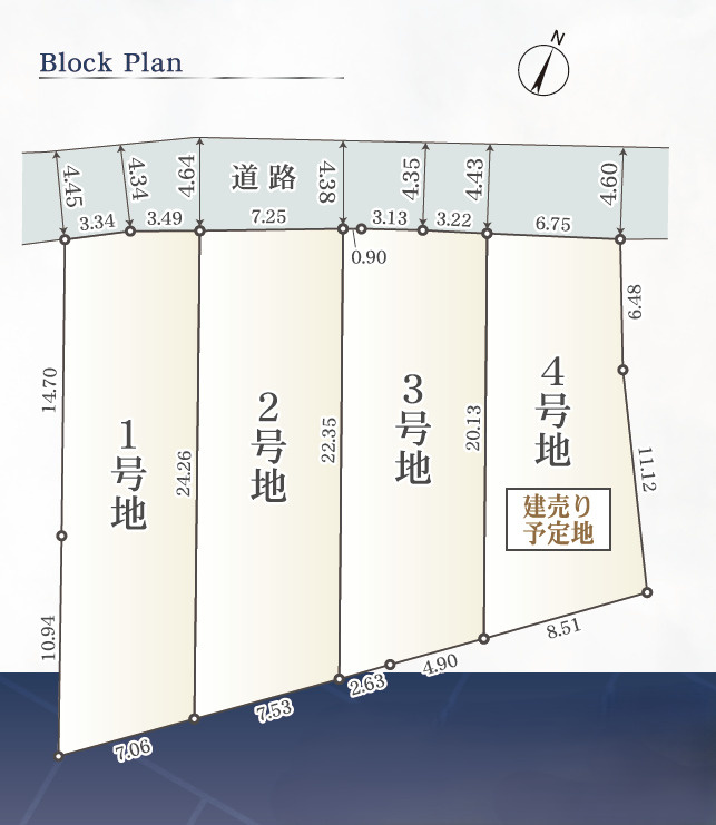売土地　三島市青木第５　全4区画　の区画図