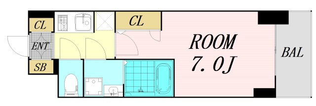 S-RESIDENCE難波大国町Deux　仲介手数料無料の間取り