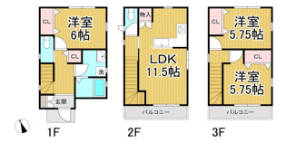 今津山中町戸建の間取り