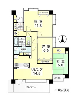 【間取り】 | スクエアガーデン・アーバニティ南11条Ⅱ | 対面キッチンの広々17.5帖LDK・各室収納も豊富です♪