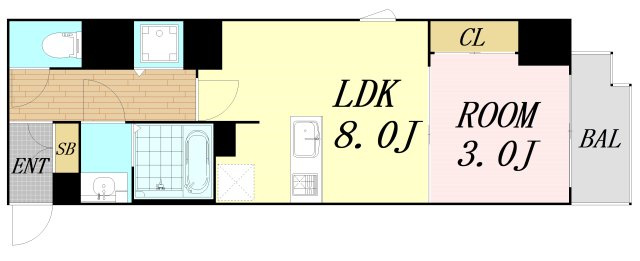 フロンティアコート堺筋本町　仲介手数料無料の間取り