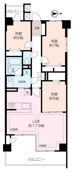 【専有面積80.06㎡×3LDK×広々バルコニー】ミオカステーロ港北イルビアーレの画像