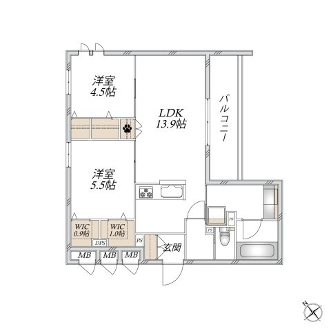 【間取り】 | (仮称）川口市飯原町メゾン　南棟 | 生活しやすい間取のお部屋です