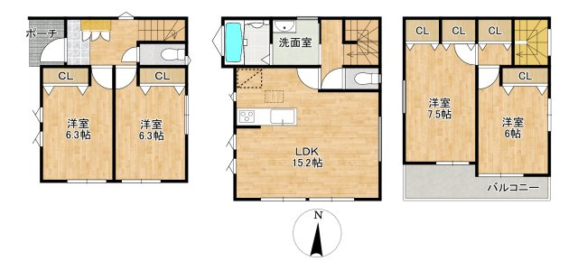 三郷市　彦川戸1丁目　中古戸建の間取り|間取図です