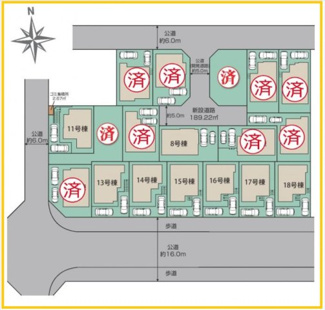 【区画図】 | 町田市成瀬台1丁目　全18棟（11号棟） | 配置図