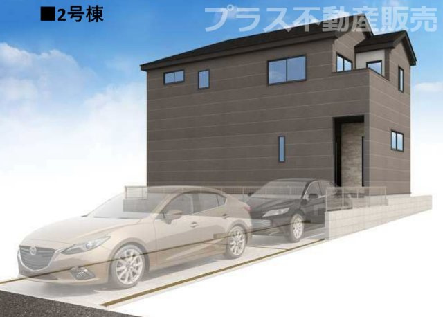 【外観】 | 福岡市東区多の津5丁目1期　2号棟（全5棟）【仲介手数料無料・0円】 | 完成イメージの外観パースです。