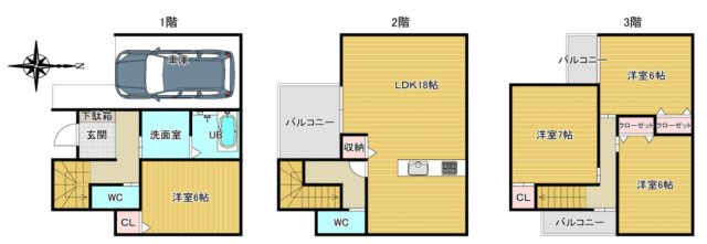 淀川区加島４丁目　新築戸建の間取り