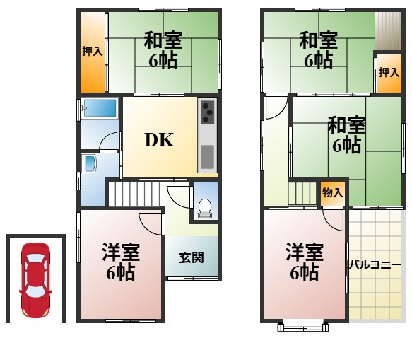 堺市中区深阪二丁貸家の間取り