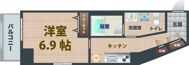 【間取り】 | Pastoral Mirashun | 1Kのお部屋。