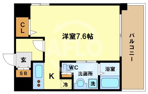 ジュネーゼ京町堀パークサイドの間取り|ジュネーゼ京町堀パークサイド　開放感のある間取り