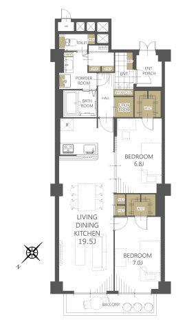 逗子マリーナ厚生用建物4号棟の間取り|◆玄関ポーチ◆WIC2か所、納戸など豊富な収納◆対面式キッチン・食洗機付◆ペット可（細則有）等