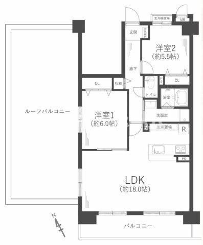 アンビエント千里山の間取り|ルーフバルコニー付きの物件です