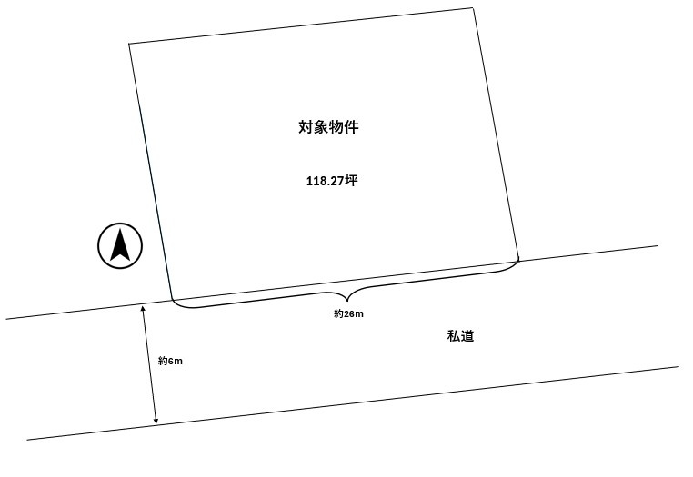 神辺町湯野　古家付土地の土地図
