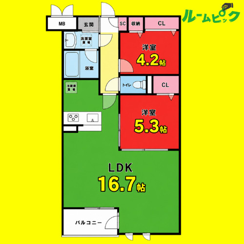 ユリイカ大秋　名古屋市賃貸　仲介手数料無料の間取り