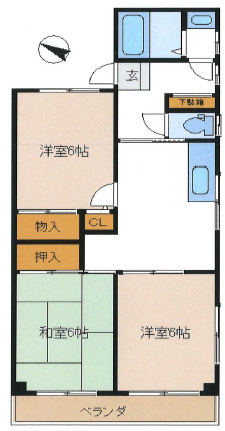 神戸市灘区倉石通３丁目の賃貸マンションの間取り