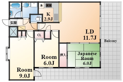 神戸市灘区城の下通２丁目の賃貸マンションの間取り