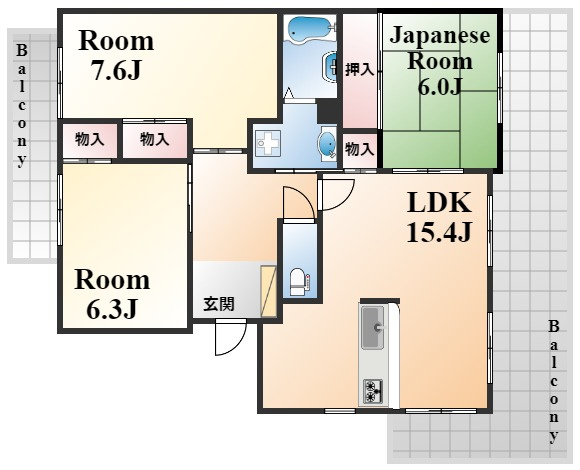 神戸市中央区中尾町の賃貸マンションの間取り