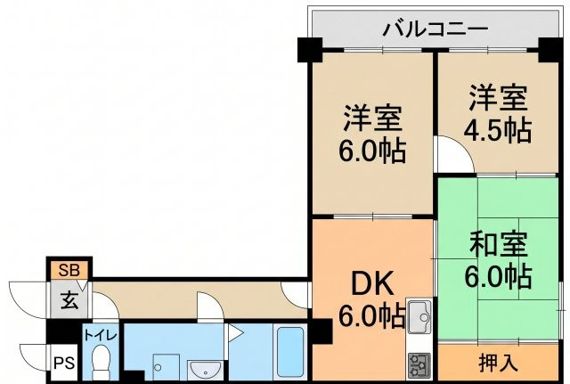 神戸市東灘区魚崎北町１丁目の賃貸マンションの間取り