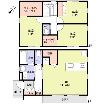 神戸市東灘区岡本９丁目の一戸建ての間取り