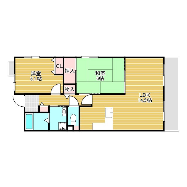 豊中市曽根西町２丁目の賃貸マンションの間取り