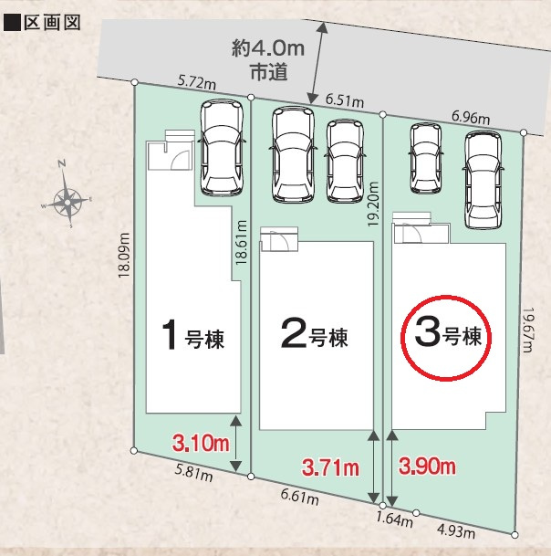 八王子市　暁町　新築戸建て　０１期の区画図
