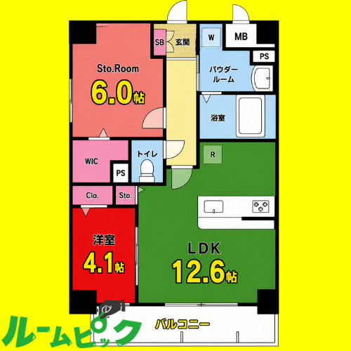 ディセントラフルーリ　名古屋市賃貸　仲介手数料無料の間取り