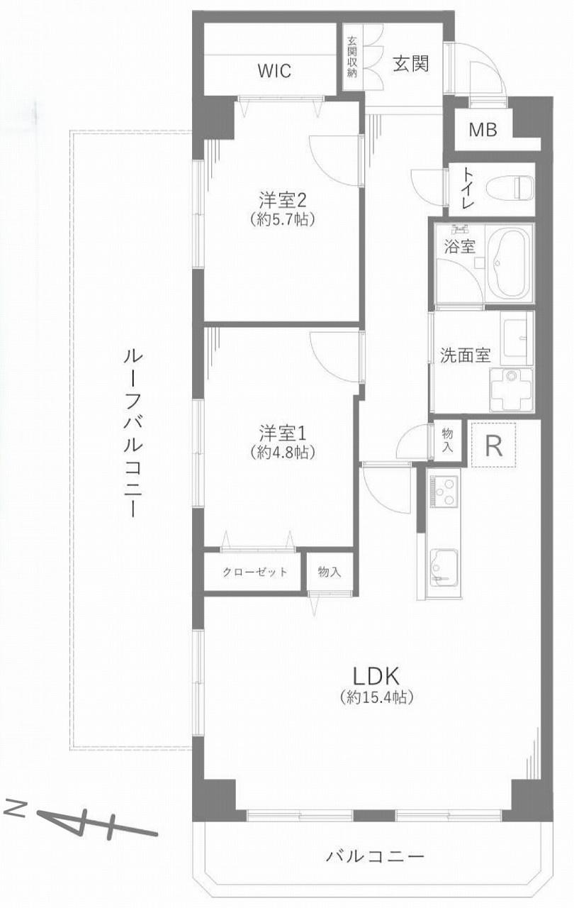 ダイアパレス綾瀬の間取り|3LDK 専有面積68.16m2 バルコニー面積6.51m2 ルーフバルコニー面積19.60m2の広々としたルーフバルコニーを備えた魅力的でゆとりある住環境となっております。