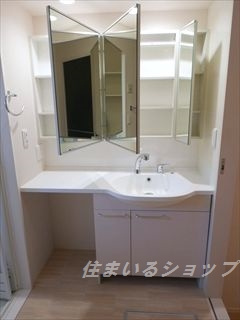 フローラル清水　Ｂ棟の洗面所|三面鏡付き大型シャンプードレッサー