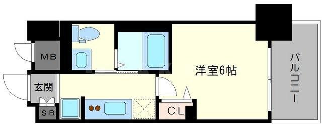 エステムプラザ難波WESTⅡプレディア　　塩草立葉小学校区の間取り|エステムプラザ難波WESTIIプレディア　開放感ある間取り