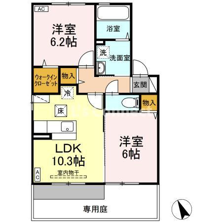 【間取り】 | ボヌール・ヒルズ市名坂Ｆ