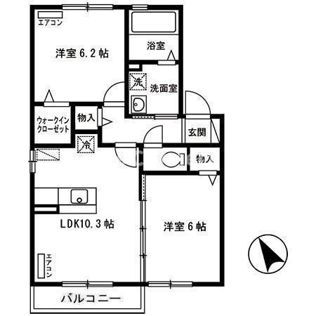 【間取り】 | ボヌール・ヒルズ市名坂Ｅ