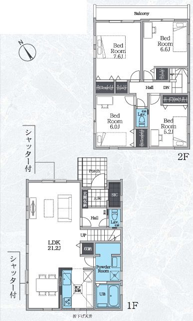 中央区横山６丁目新築戸建て　1期1号棟の間取り|間取図「中央区横山6丁目新築戸建て　1号棟」