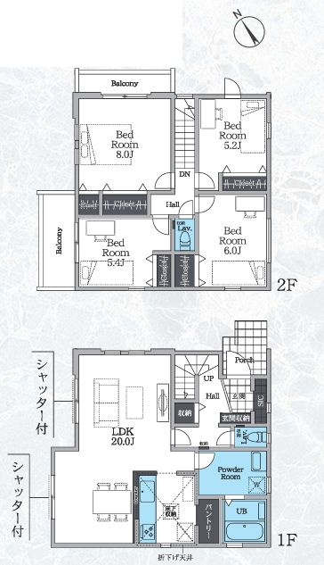 中央区横山６丁目新築戸建て　1期2号棟の間取り|間取図「中央区横山6丁目新築戸建て　2号棟」