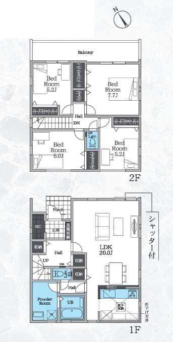 中央区横山６丁目新築戸建て　1期3号棟の間取り|間取図「中央区横山6丁目新築戸建て　3号棟」
