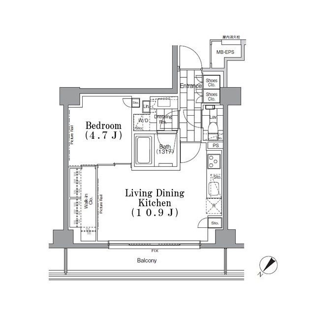 ＯＮＥ　ＲＯＯＦ　ＦＬＡＴ　ＴＳＵＫＩＳＨＩＭＡの間取り