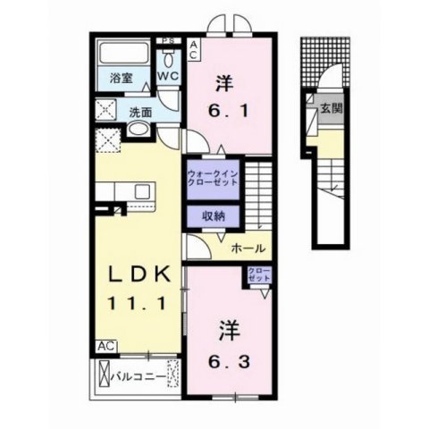 岐阜市粟野西５丁目のアパートの間取り