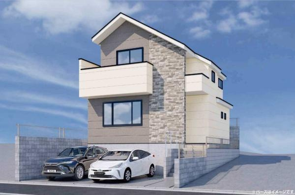 横浜市戸塚区汲沢町の新築一戸建の完成予想図|外観のイメージパースです。
お洒落な外観で完成が楽しみです。