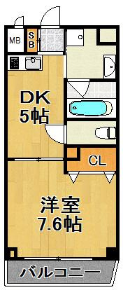 Jクレスト・ドーム前の間取り|人気の１ＤＫタイプ！