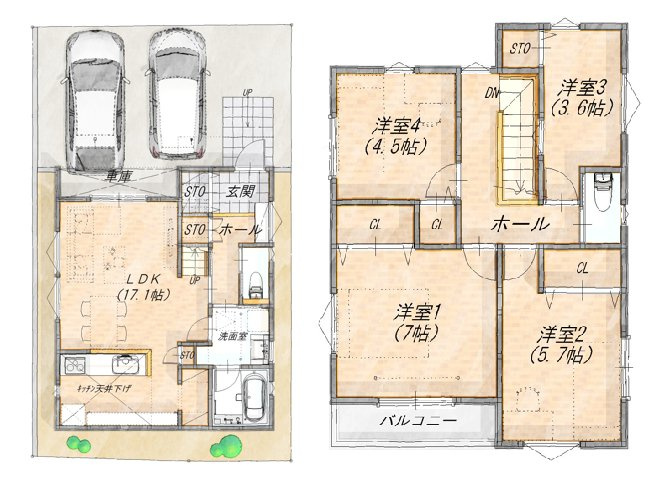 【横浜市旭区都岡町58-17全2棟新築戸建て】★仲介手数料無料★（都岡小学校・都岡中学校）の間取り