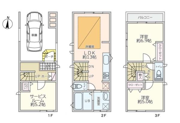 横浜市港北区新吉田東８丁目の中古一戸建の間取り