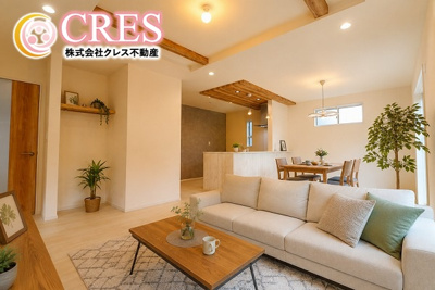 【居間・リビング】 | ☆☆☆新築分譲　郡山市安積町笹川中ノ渡戸TE　全２棟－ラスト１棟！！ | LDK20.0帖！！
明るい陽光が差し込む心地よいリビング空間♪※実際に現地に家具はおかれておりません。また価格に家具は含まれておりません。(作成CG)