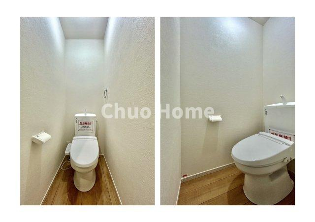 江戸川区大杉5丁目新築分譲住宅のトイレ|【トイレ×2】温水洗浄便座機能付きトイレ。温水洗浄便座は清潔にお使いいただくための大切なアイテムです。