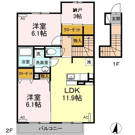 クレール湘南台Ⅳ　Aの間取り